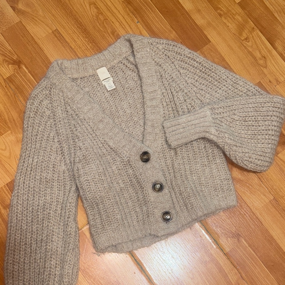 H&M Taupe Button-Up Cardigan